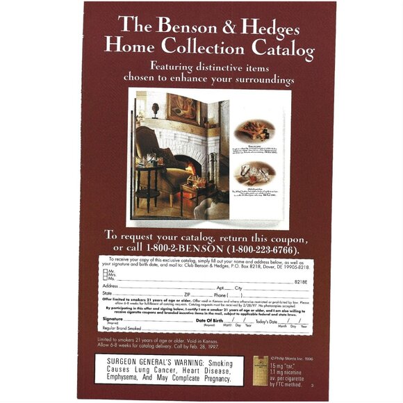Benson and Hedges Home Collection Catalog Advertisement 1990s  Vintage Print AD - Picture 4 of 4